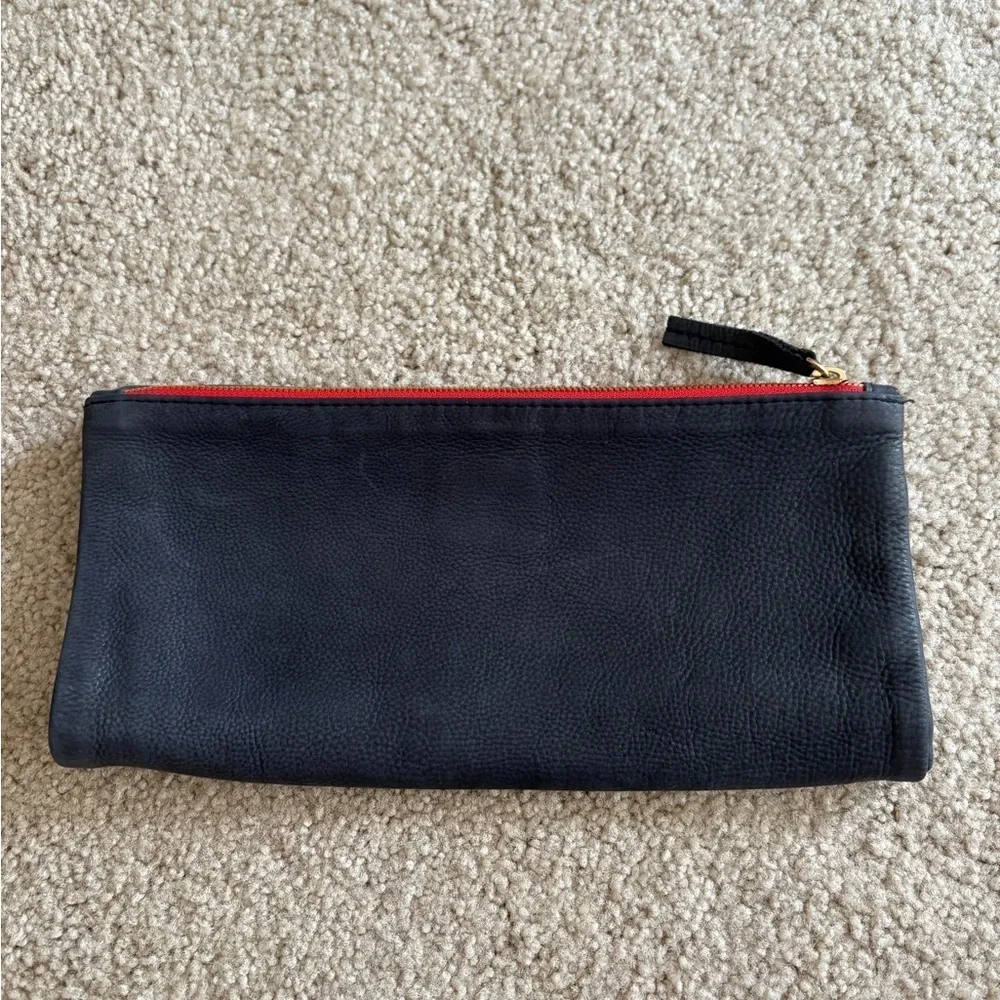 CLARE V. Los Angeles Anthropologie casual Navy blue suede clutch handheld purse